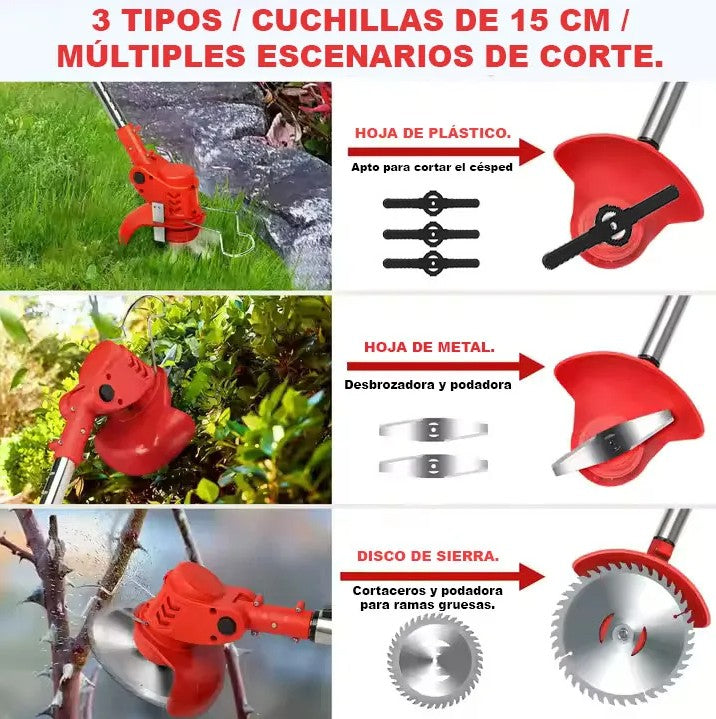 Guadaña Inalámbrica Recargable Corta Pasto y maleza fácil y rápido