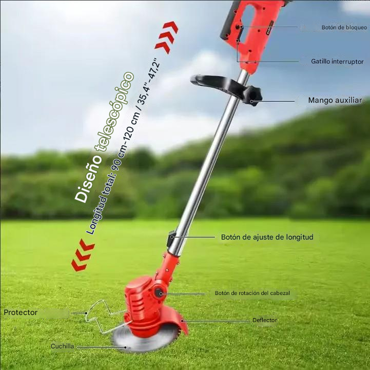 Guadaña Inalámbrica Recargable Corta Pasto y maleza fácil y rápido